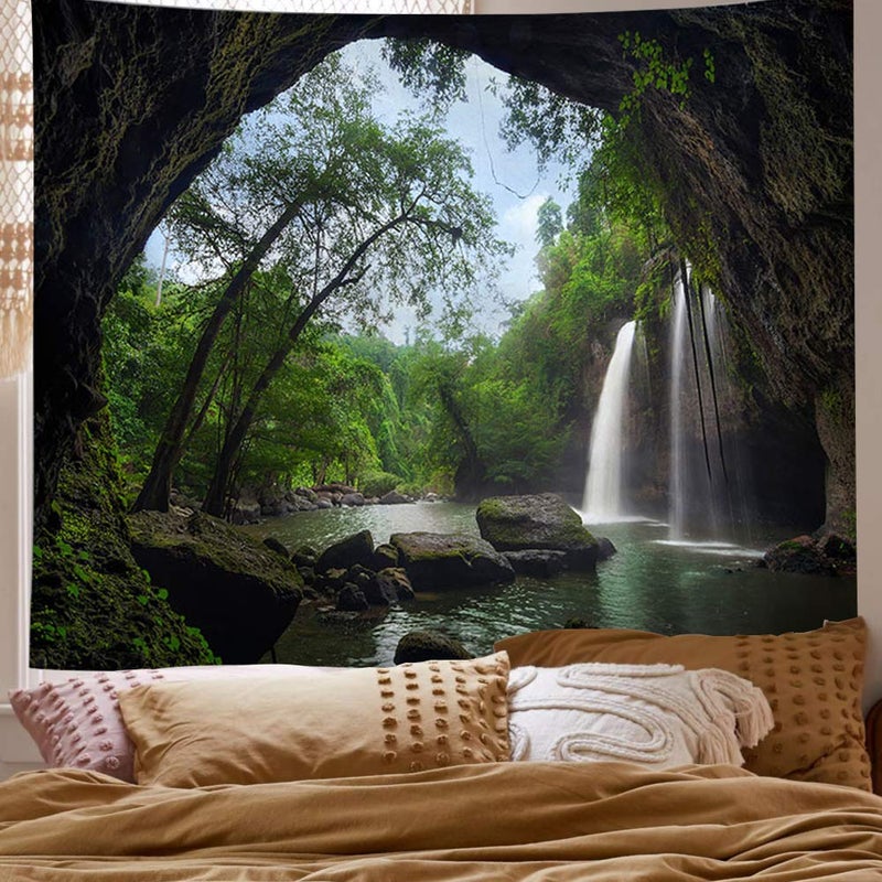 Llamazing Forest Home Decor Tapestry - Living Room Bedroom Decoration Curtain for Landscape and Magic (Waterfall, 78''L60''W) - Image 3